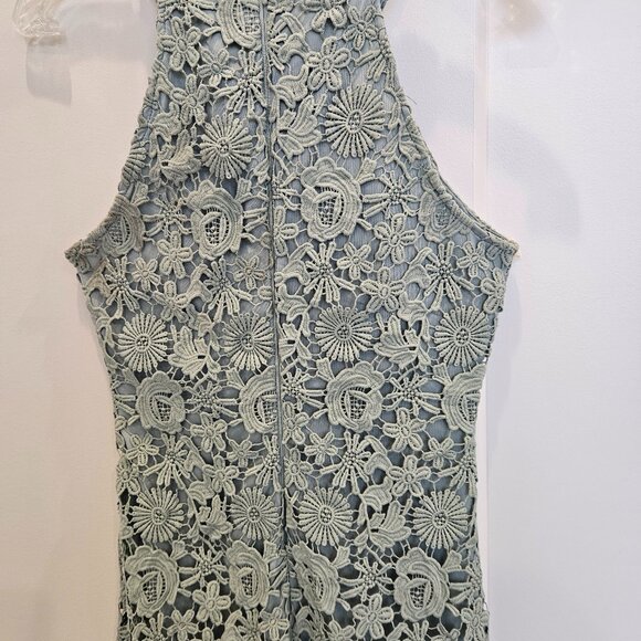 LULUS SAGE GREEN LACE AND LINED MINIDRESS - Picture 3 of 6